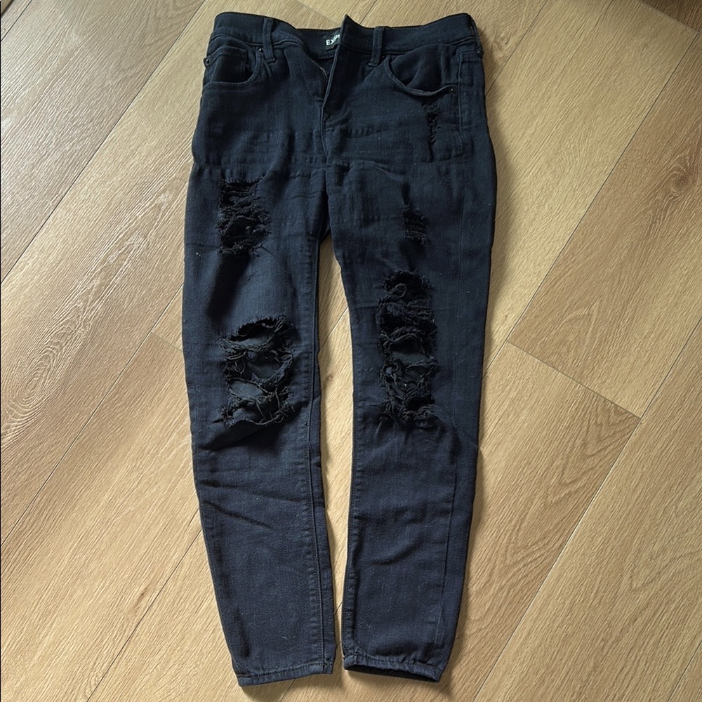 Express Distressed Black Jeans